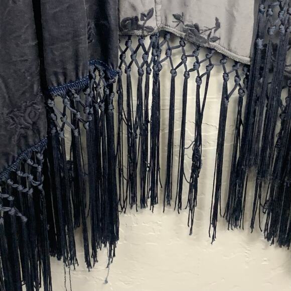 Johnny Was 4 Love & Liberty Velvet Kimono Size XS Blue oversized Embroidered - Picture 5 of 8